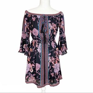 Jealous Tomato Floral 3/4 Bell Sleeve Boho Dress S